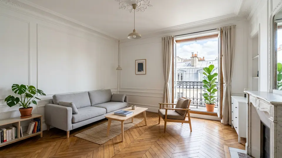 Séjour lumineux d’un appartement, visuel d’illustration
